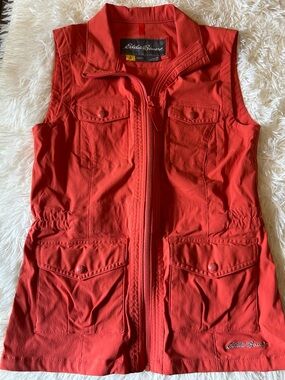 Eddie Bauer Coral-Red Sleeveless Utility Vest
